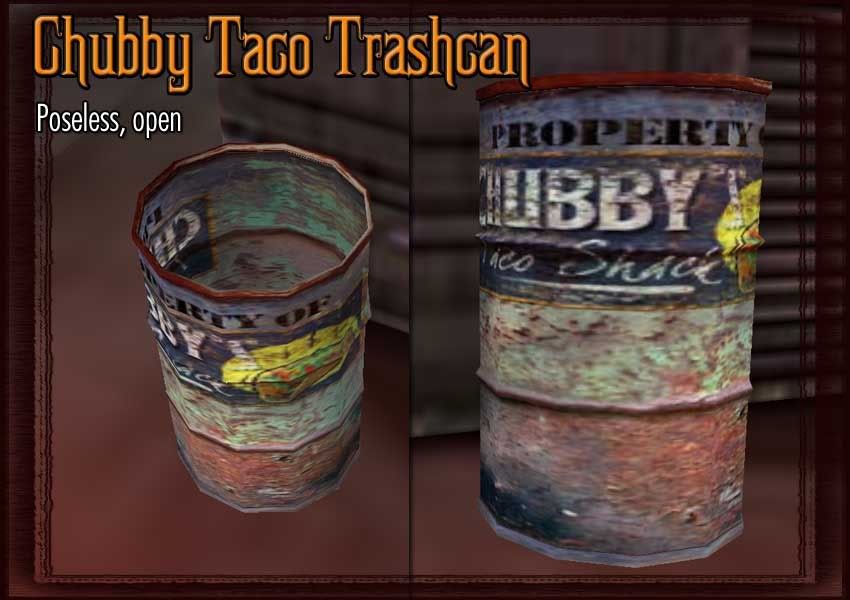 Chubby Taco Open, Lidless Trashcan