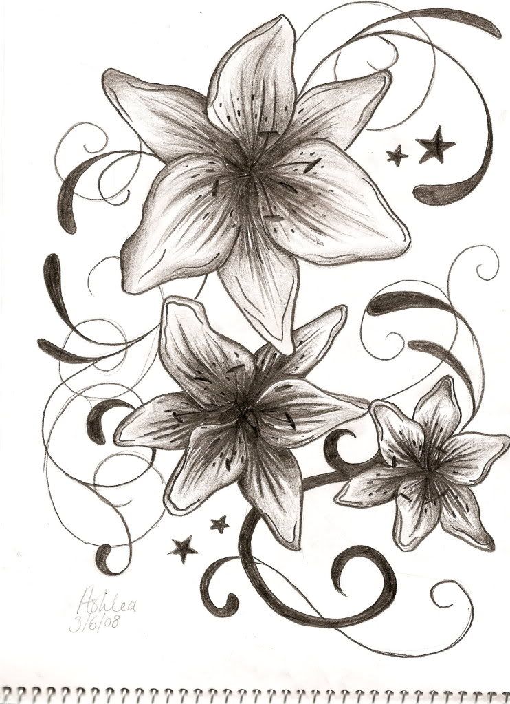 wzory tatuaży, lilie