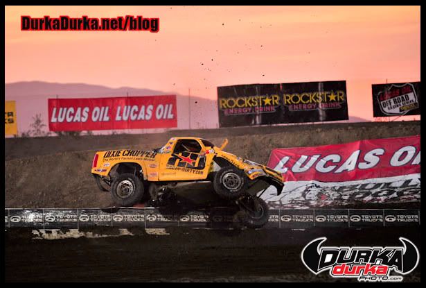 Jerry Daughrety crashes in turn 3 during Round 8.