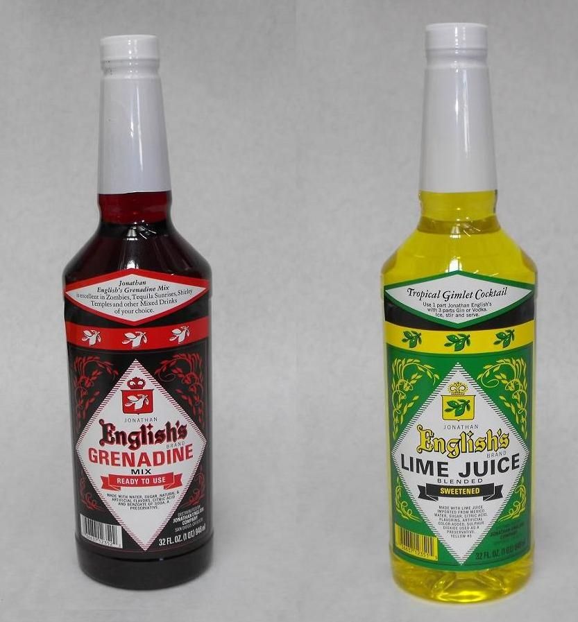 Bar Mixer Combo LIME JUICE & GRENADINE SYRUP 32oz. FREE USA SHIPPING eBay