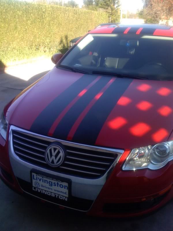 Red accents on Black car