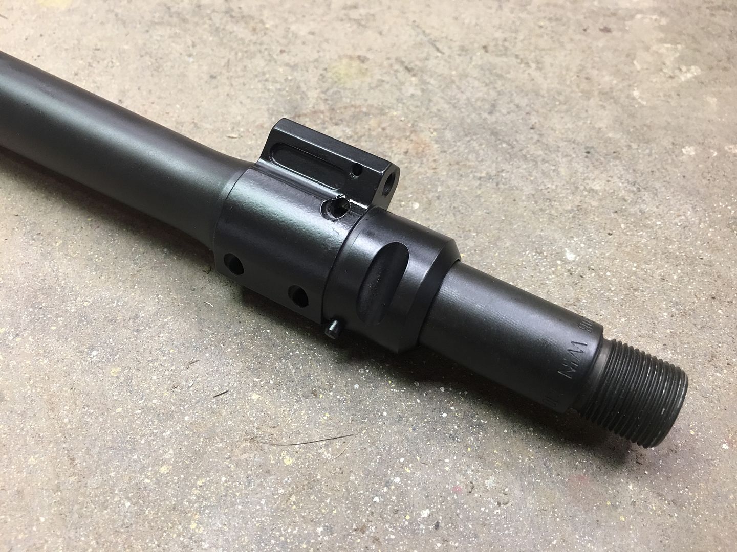 machining the gas block shoulder to make a KAC M110 gas block fit