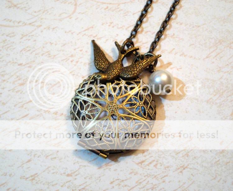Hunger Games Inspired Brass Mockingjay Locket Necklace with Katnisss