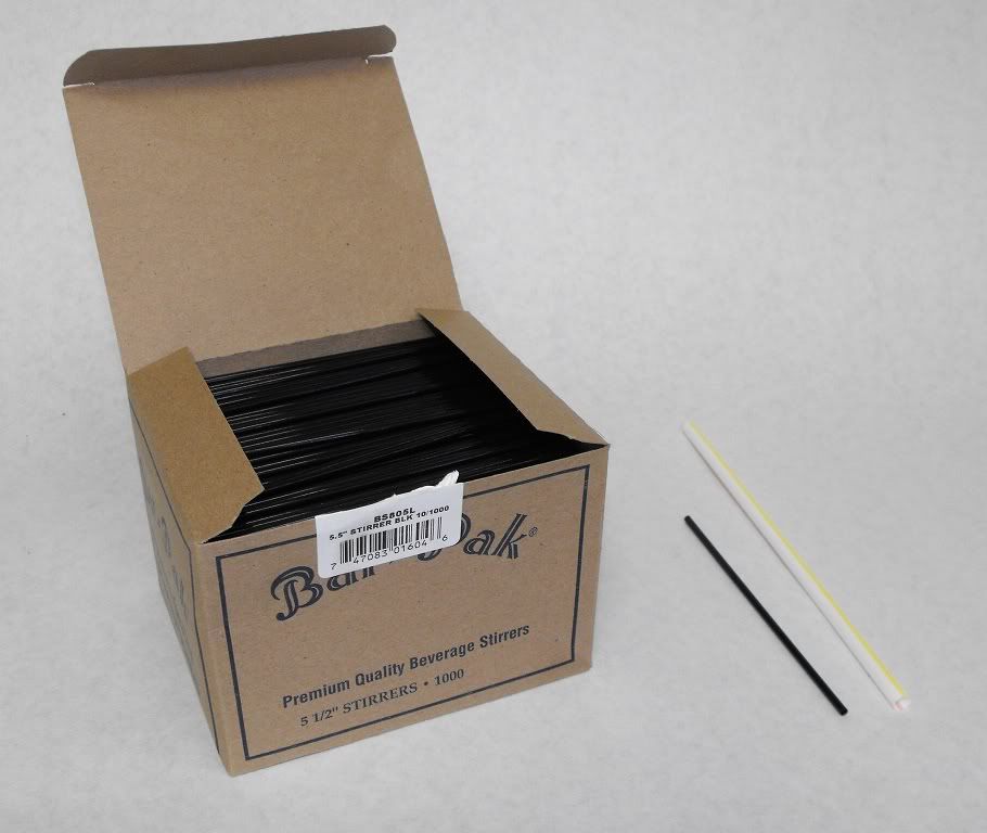 1000 piece 5.5" BLACK STRAWS Slim Sip 'n Stir Swizzle Cocktail Stirrer