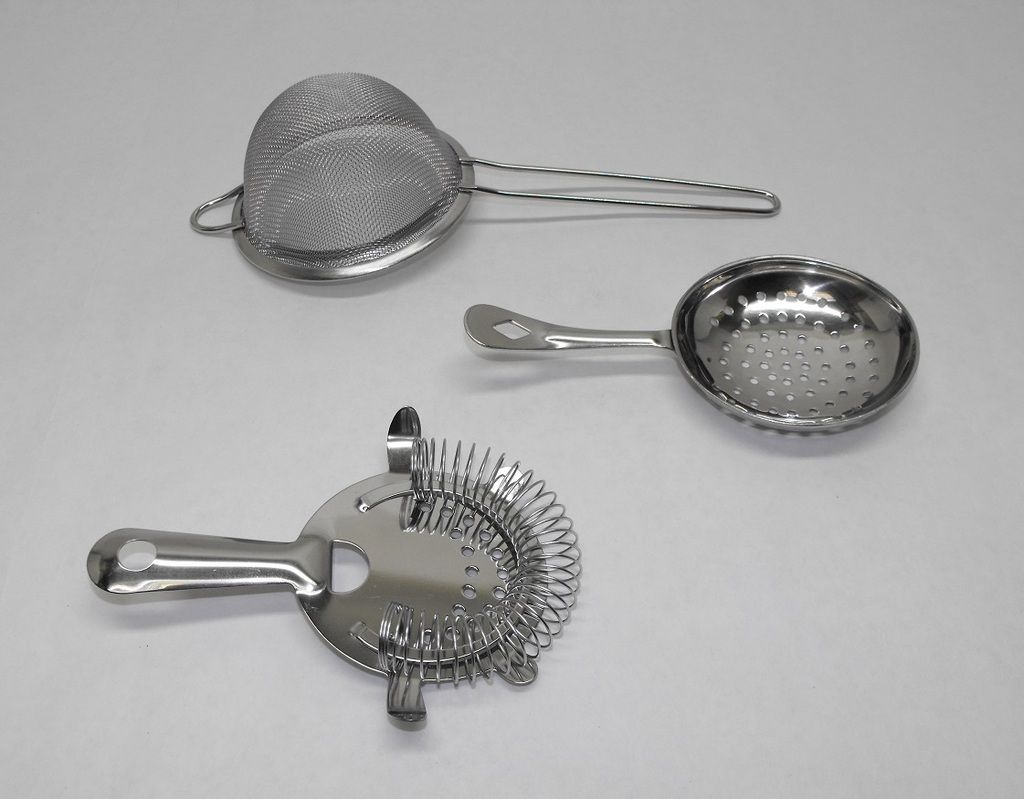 3 pc. STAINLESS STEEL COCKTAIL STRAINER SET Hawthorne, Julep & Fine