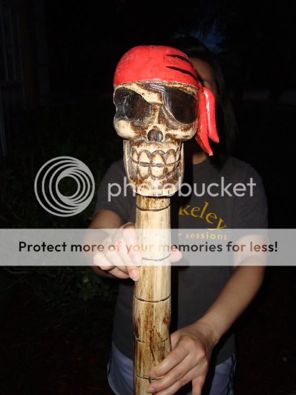 You are bidding on a AWESOME Handcarved wood 43 inch long SKULL TIKI 